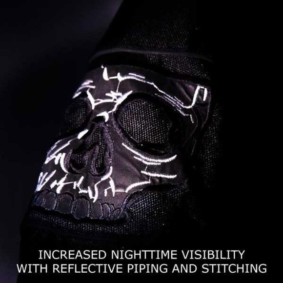 Men's Textile Jacket ''High Mileage'' with Embroidered Reflective Skulls - Picture 5 of 6